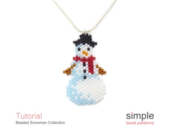 Peyote Stitch Snowman Earrings Necklace Tutorial DIY Beaded Christmas Earrings to Make Beaded Christmas Snowman Beading Pattern P 00032 Etsy UK
