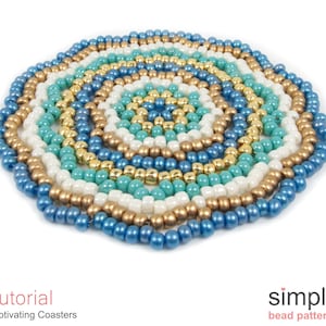 Beaded Coaster Pattern, Bead Weaving Patterns, Beginner Beading, Beaded Home Decor, Beaded Gift Ideas, Seed Bead Patterns Tutorials, P-00057