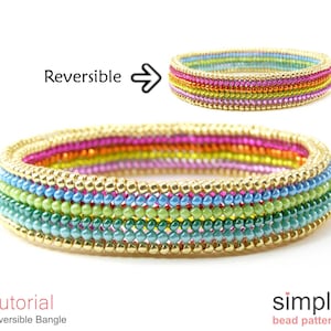 Bangle Bracelet Pattern, Beaded Bracelet Tutorial, Herringbone Stitch Jewelry Making Tutorial, DIY Beaded Bangle Beading Pattern, P-00326