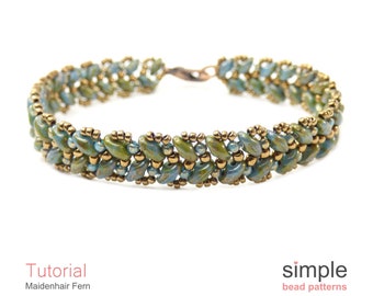 Easy Beading Pattern, SuperDuo Bracelet Bead Pattern Beginner Beading Tutorial Jewelry Making Instructions Super Duo Beading Pattern P-00246