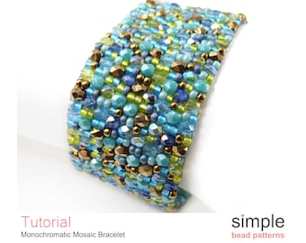 Two Drop Peyote Pattern PDF: "Monochromatic Mosaic Bracelet" Design