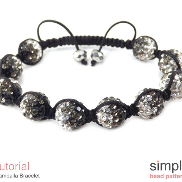 Macrame Beading Pattern, Beaded Macrame Bracelet Tutorial, Shamballa Bracelet Beading Pattern, DIY Slide Knot Bracelet Instructions, P-00336