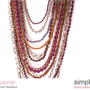 Long Necklace Beading Pattern, Opera Necklace Jewelry Making Tutorial, Long Chain Necklace Instructions, Chain Necklace Tutorial, P-00430 image 3