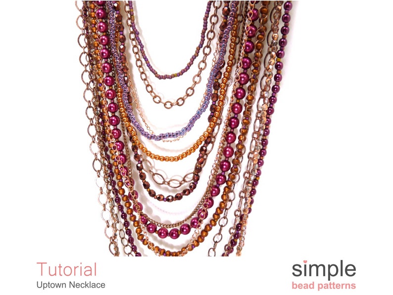 Long Necklace Beading Pattern, Opera Necklace Jewelry Making Tutorial, Long Chain Necklace Instructions, Chain Necklace Tutorial, P-00430 image 3