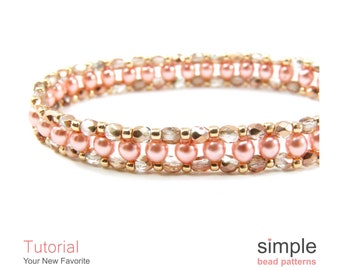 Pearl and Seed Bead Bracelet Pattern, Right Angle Weave Bracelet Tutorial, Jewelry Making Beading Pattern, Beadweaving Patterns P-00448