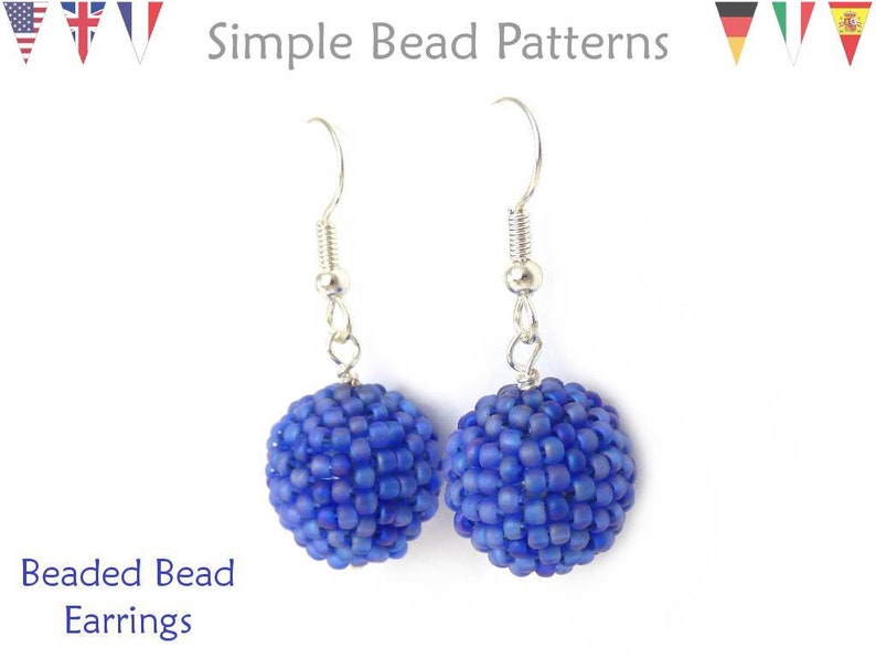 Beaded Ball Earrings Tutorial Beaded Beads Pattern Seed Bead Etsy