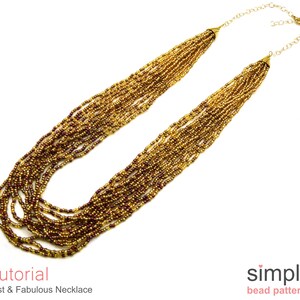 Necklace Beading Pattern, Beaded Necklace Tutorial, Multi-Strand Necklace Bead Pattern, Jewelry Making Pattern Long Necklace Pattern P-00159