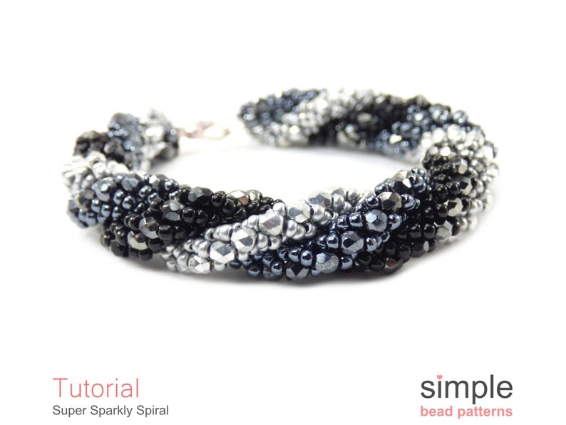 Beaded Bracelet Beading Pattern, Beaded Necklace Tutorial, Triple Spiral Stitch Instructions, DIY Jewelry Making Beading Pattern, P-00383 image 5