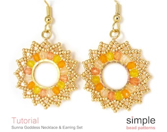 Beaded Hoop Earrings Pattern: "Sunna Goddess Set"