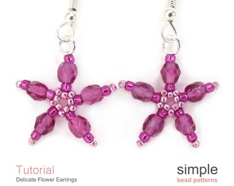 Beaded Flower Earrings Tutorial PDF: "Delicate Flowers" Design