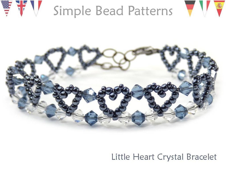 Beaded Hearts Seed Bead Bracelet Beading Pattern and Tutorial Etsy