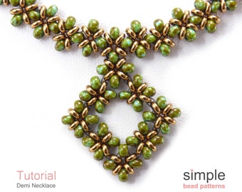 Necklace Beading Pattern, Beaded Necklace Jewelry Making Tutorial, Right Angle Weave Pattern, TOHO Demi Seed Bead Necklace Tutorial, P-00126