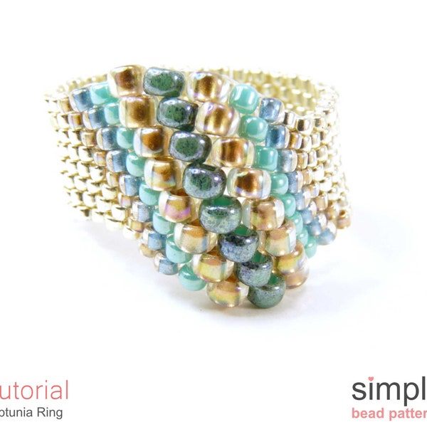 Beaded Ring Beading Pattern, Ring Jewelry Making Tutorial, Beaded Ring Tutorial Odd Count Peyote Stitch Instructions, Seed Bead Ring P-00284
