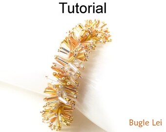 Beginner Beading Pattern Tutorial - Fringe Stitch Beaded Bracelet - Bugles - Simple Bead Patterns - Bugle Lei #18347