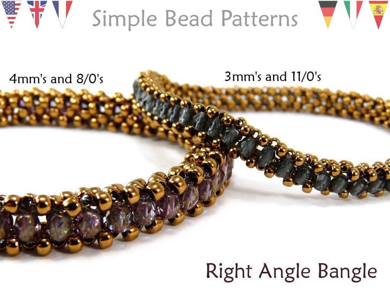 Simple Bead Patterns Right Angle Weave RAW Right Angle Bangle #146 Beading Patterns Bangle Bracelets Jewelry Making Tutorials
