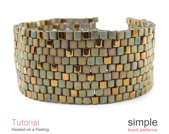 Beaded Bracelet Pattern, Beginner Beading Pattern, Easy Bracelet Tutorial Jewelry Making Instructions, Cube Bracelet Beading Pattern P-00221