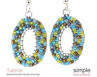 Earrings Beading Pattern, Beaded Earrings Tutorial, Brick Stitch Jewelry Making Bead Pattern Seed Bead Earrings Pattern Instructions P-00252