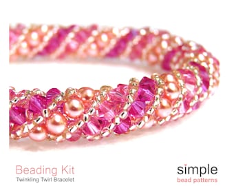 Bracelet Making Kit for Adults (in Pink and Silver): "Twinkling Twirl" Design