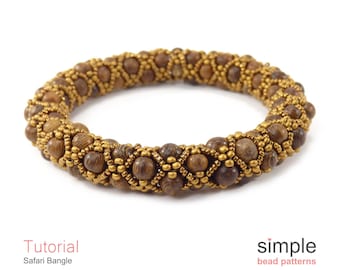 Bangle Bracelet Tutorial Beaded Bangle Bracelet Jewelry Making Beading Pattern Wooden Bead Bracelet Wood Bracelet Bangle Instruction P-00331