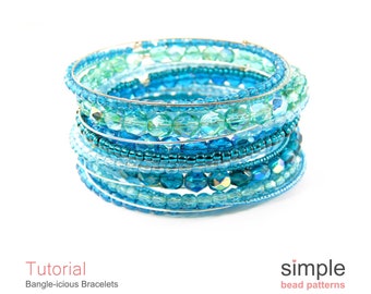 Stacked Bracelets Memory Wire Bracelet Tutorial, Easy Beaded Bracelet, Memory Wire Bangle Bracelet Tutorial, Easy Beading Patterns, P-00018