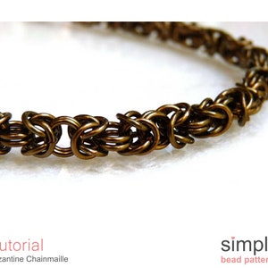 Beading Pattern Tutorial - Chainmaille Bracelet Necklace - Wire Work Project - Simple Bead Patterns - Byzantine Chainmaille P-00053