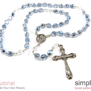 Patrón para hacer rosarios con cuentas, tutorial para hacer rosarios con cuentas, instrucciones para hacer rosarios con cuentas, rosario con cuentas con cruz, patrón para hacer crucifijos con cuentas, P-00247