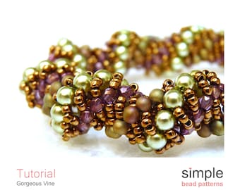 Dutch Spiral Stitch Beading Pattern PDF: "Gorgeous Vine" Design