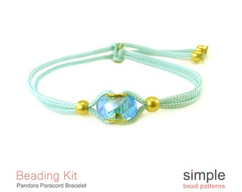 Easy Jewelry Making Kit for Adults (in Aqua Blue and Gold): "Pandora Paracord Bracelet" Design