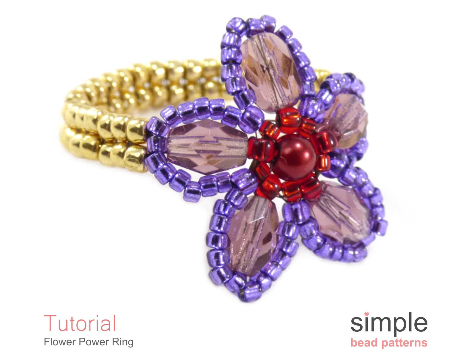 Beaded Flower Ring Tutorial Beaded Stretch Ring Pattern Etsy