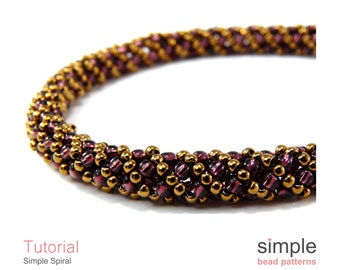 Russian Spiral Stitch Beading Pattern, Beaded Bracelet Tutorial DIY Necklace Beading Pattern Beaded Tube Jewelry Making Instructions P-00342