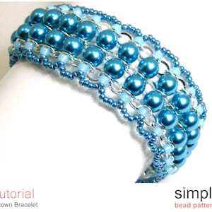 Bracelet Beading Pattern, Beaded Pearl Bracelet Tutorial, DIY Jewelry Making Directions, Beadweaving Instructions Adult Bead Pattern P-00428