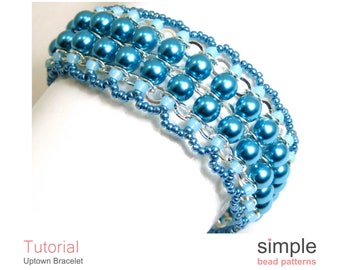 Bracelet Beading Pattern, Beaded Pearl Bracelet Tutorial, DIY Jewelry Making Directions, Beadweaving Instructions Adult Bead Pattern P-00428