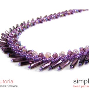 Beaded Necklace Tutorial, Necklace Beading Pattern, St. Petersburg Stitch Jewelry Making Instructions, Bugle Bead Necklace Pattern, P-00312 画像 8