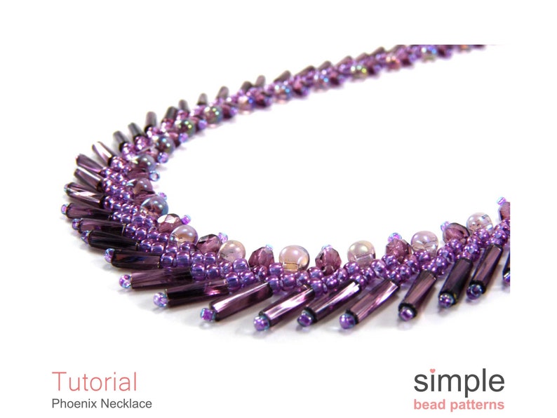 Beaded Necklace Tutorial, Necklace Beading Pattern, St. Petersburg Stitch Jewelry Making Instructions, Bugle Bead Necklace Pattern, P-00312 画像 8