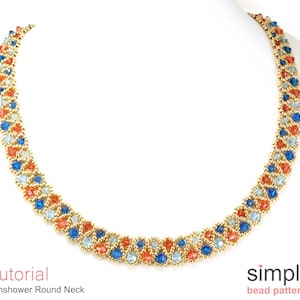 Beaded Necklace Tutorial, Crystal Necklace Beading Pattern, Crystal Bead Pattern, Necklace Jewelry Making Instructions, DIY Necklace P-00380