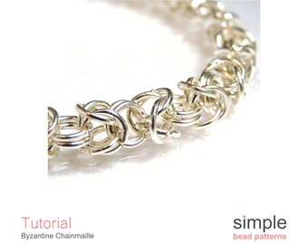 Beading Pattern Tutorial - Chainmaille Bracelet Necklace - Wire Work Project - Simple Bead Patterns - Byzantine Chainmaille P-00053