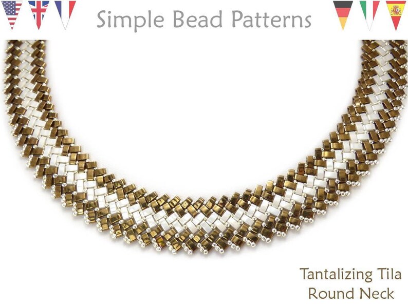 Half Tila Beaded Necklace Patterns Bead Weaving Necklace Etsy