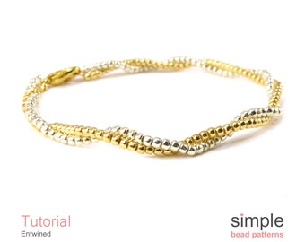 Patrón PDF para collar de espiga trenzada fácil / pulsera de varias vueltas: Diseño "Entrelazado"
