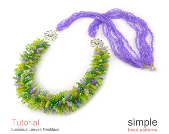 Necklace Beading Pattern, Necklace Jewelry Making Instructions, Multi-Strand Necklace Beading Tutorial, Fringe Necklace Bead Pattern P-00244