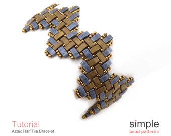 Zig Zag Bracelet Beading Pattern PDF: "Aztec Half Tila Bracelet" Design