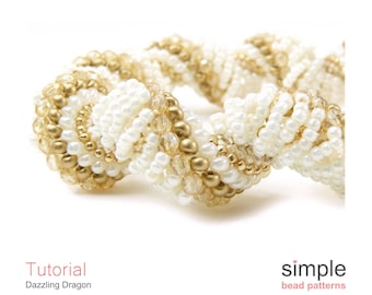 Bracelet Beading Pattern, Beaded Bracelet Jewelry Making Tutorial, Dutch Spiral Stitch Bead Pattern, Seed Bead Bracelet Instructions P-00119