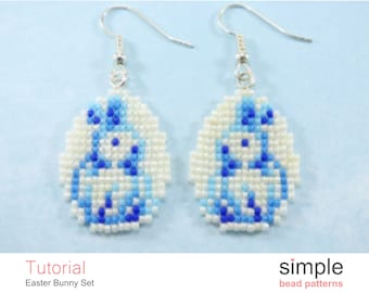 Beaded Easter Bunny Earrings Pattern: "Easter Bunny Set" Design