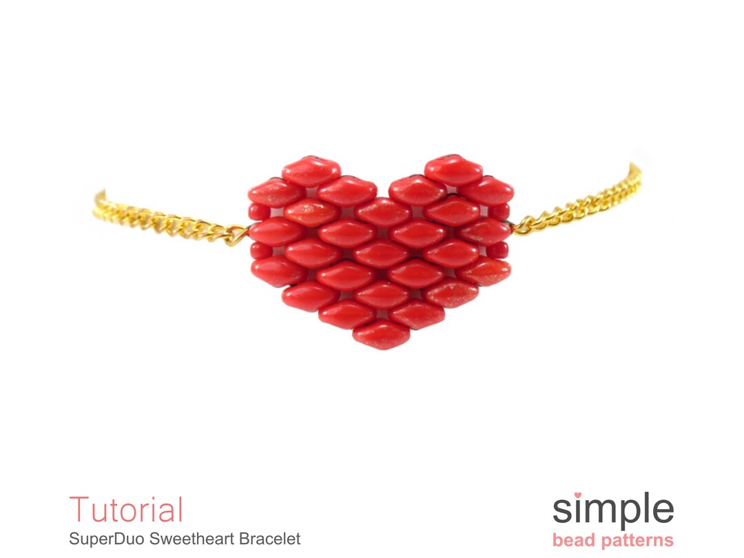 Beaded Heart Bracelet Pattern, Beading Hearts Beadweaving Tutorial