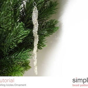 Beaded Icicle Ornament Instructions, Beaded Christmas Ornament Pattern, Christmas Beading Pattern for Beginners Beadweaving Tutorial P-00401