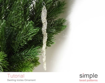 Patrón de adorno de carámbano con cuentas (PDF): Diseño de "Adorno de carámbano en espiral"