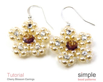 Beaded Flower Earrings Tutorial PDF: "Cherry Blossom Earrings" Design