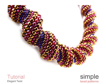 Beading Pattern, Jewelry Making Tutorial, Bracelet Instructions, Necklace Tutorial, Cellini Spiral Peyote Stitch Beadweaving Pattern P-00148