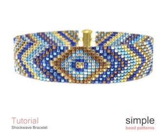 Bracelet Beading Pattern, Simple Bead Patterns, Square Stitch Beading Pattern and Tutorial, Bead Weaving Pattern, Beaded Bracelet, P-00339