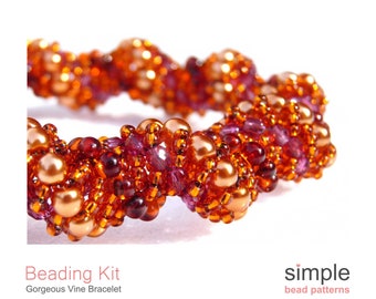 Jewelry Making Kit for Adults (in Cranberry and Orange): "Gorgeous Vine" Design