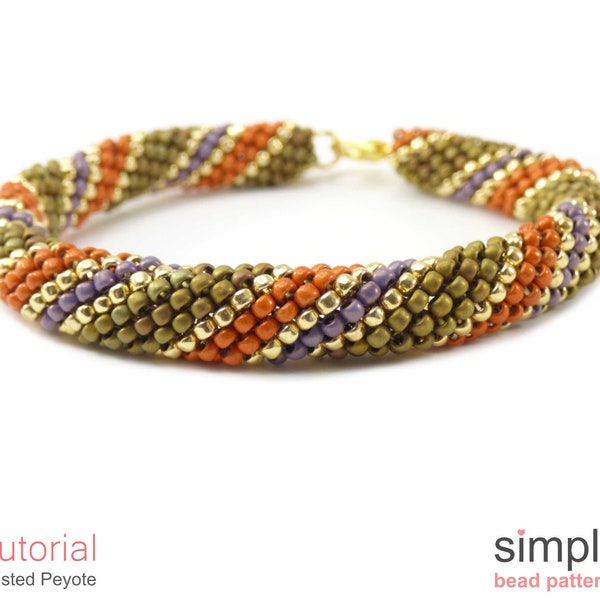 Tubular Peyote Stitch Pattern Beaded Bracelet Necklace Tutorial, Peyote with a Twist PWAT Pattern, Jewelry Making Beading Pattern P-00425